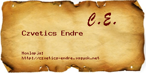 Czvetics Endre névjegykártya